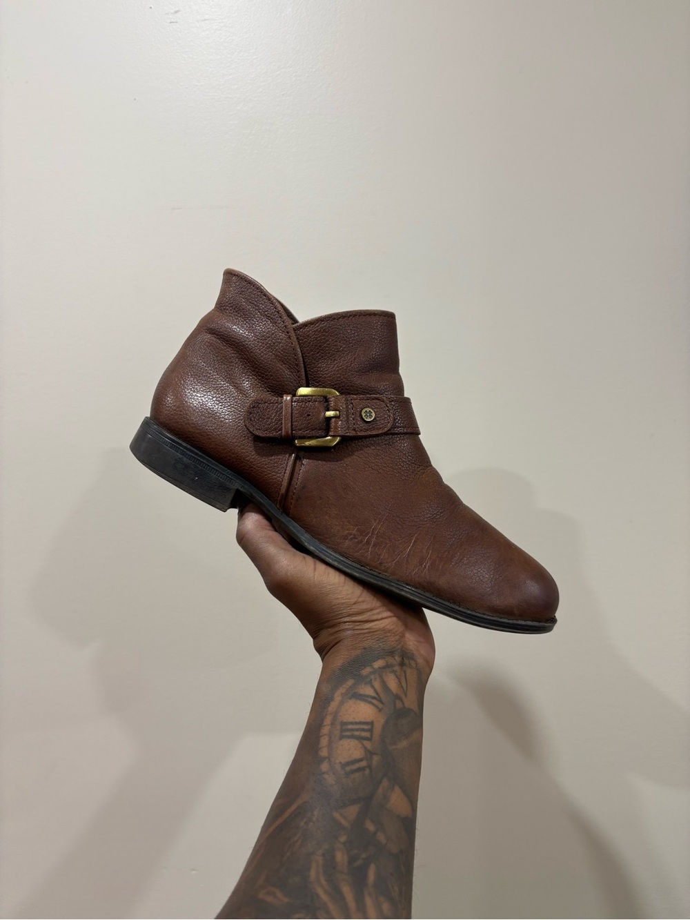Classic Leather Harness Motorcycle Boots